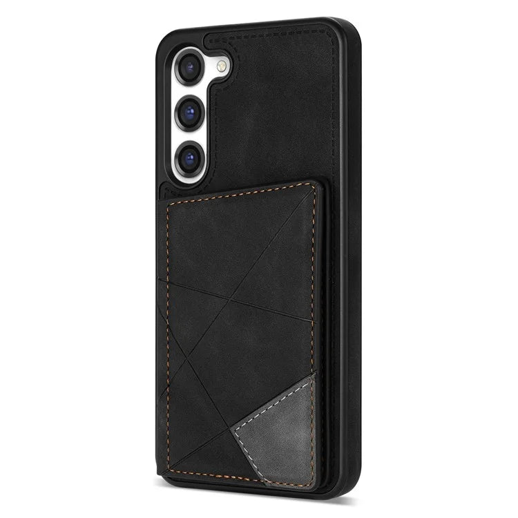 For Samsung Galaxy S24 Case Line Splicing Imprinted Leather Phone Cover