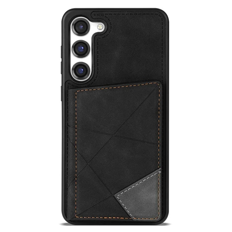 For Samsung Galaxy S24 Case Line Splicing Imprinted Leather Phone Cover