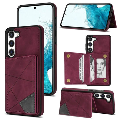 For Samsung Galaxy S24 Case Line Splicing Imprinted Leather Phone Cover