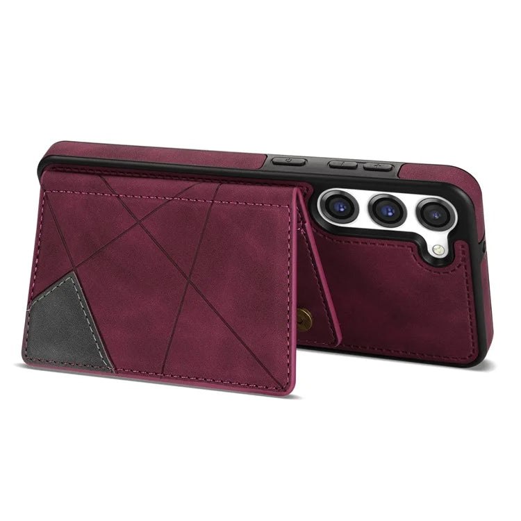 For Samsung Galaxy S24 Case Line Splicing Imprinted Leather Phone Cover
