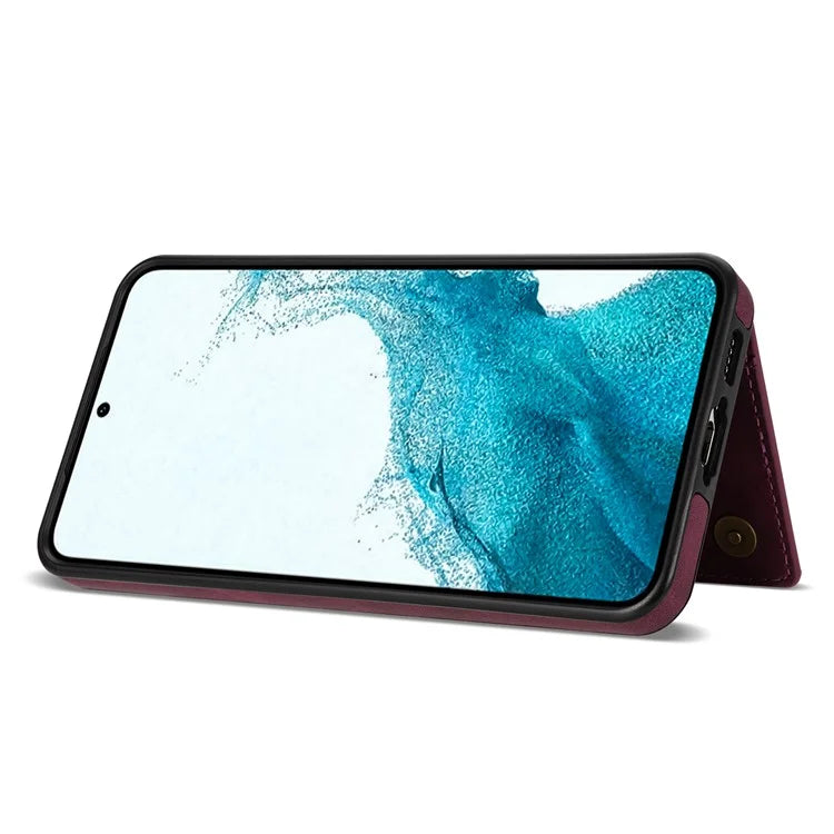 For Samsung Galaxy S24 Case Line Splicing Imprinted Leather Phone Cover