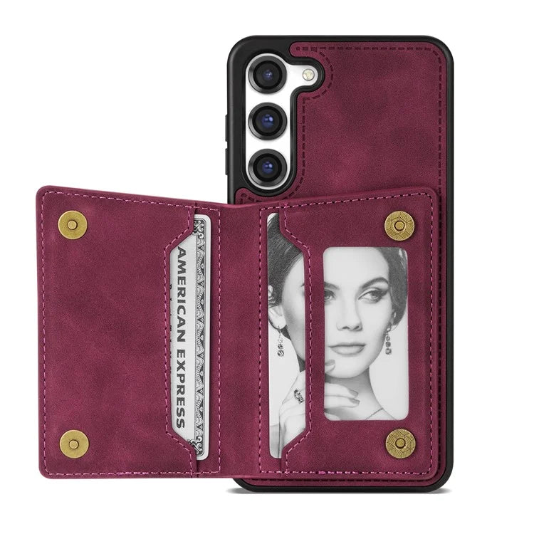 For Samsung Galaxy S24 Case Line Splicing Imprinted Leather Phone Cover