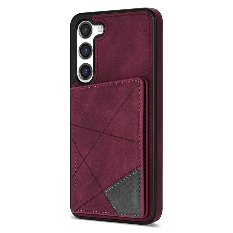 For Samsung Galaxy S24 Case Line Splicing Imprinted Leather Phone Cover