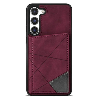 For Samsung Galaxy S24 Case Line Splicing Imprinted Leather Phone Cover