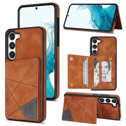 For Samsung Galaxy S24 Case Line Splicing Imprinted Leather Phone Cover