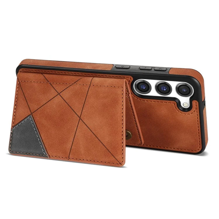 For Samsung Galaxy S24 Case Line Splicing Imprinted Leather Phone Cover