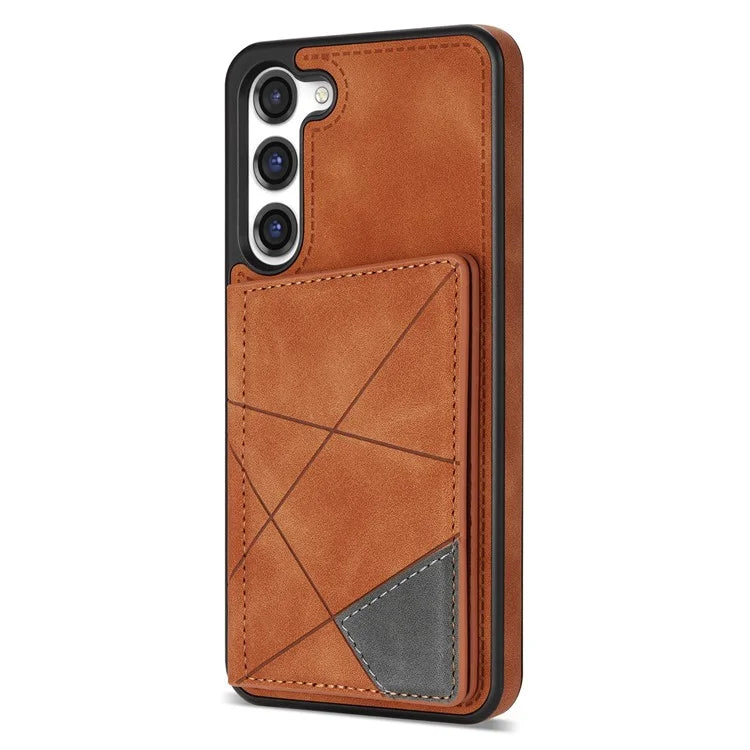 For Samsung Galaxy S24 Case Line Splicing Imprinted Leather Phone Cover