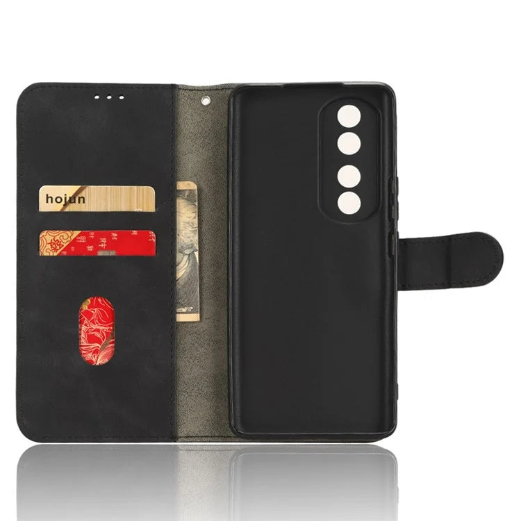 For Honor 90 Skin-Feel Flip Leather Case with Lanyard