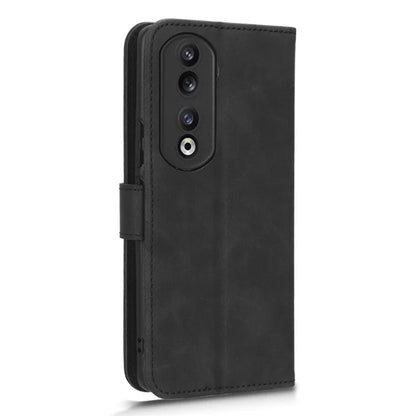 For Honor 90 Skin-Feel Flip Leather Case with Lanyard