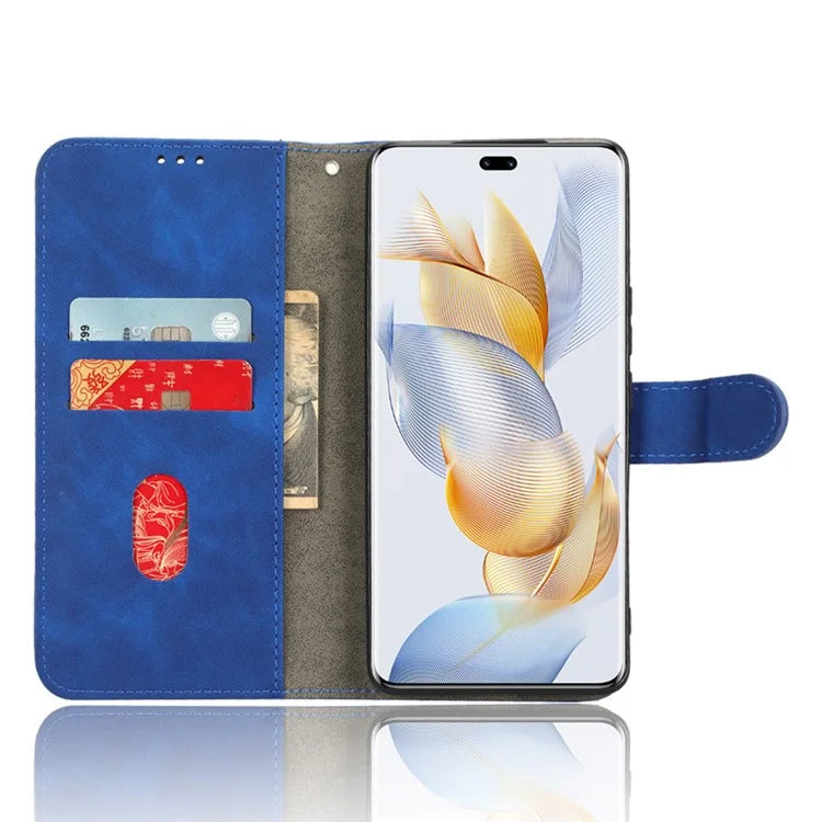 For Honor 90 Skin-Feel Flip Leather Case with Lanyard