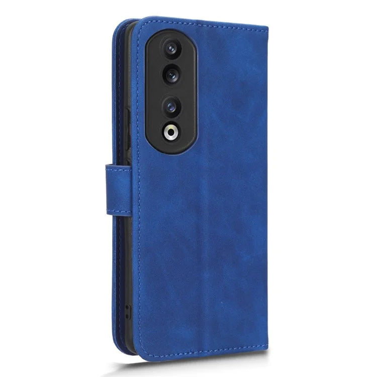 For Honor 90 Skin-Feel Flip Leather Case with Lanyard
