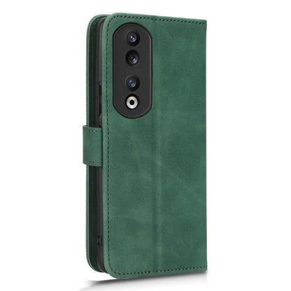 For Honor 90 Skin-Feel Flip Leather Case with Lanyard