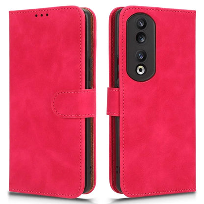 For Honor 90 Skin-Feel Flip Leather Case with Lanyard