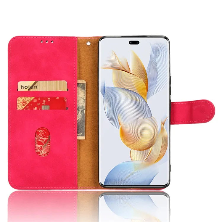 For Honor 90 Skin-Feel Flip Leather Case with Lanyard