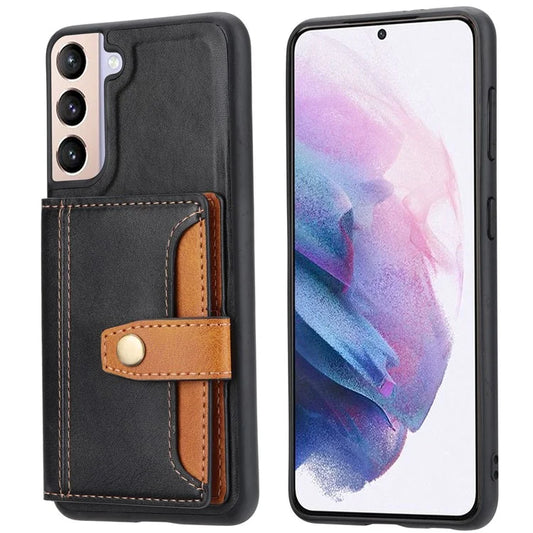Cell Phone Case for Samsung Galaxy S24+ , Calf Texture Card Holder PU Leather+TPU Cover