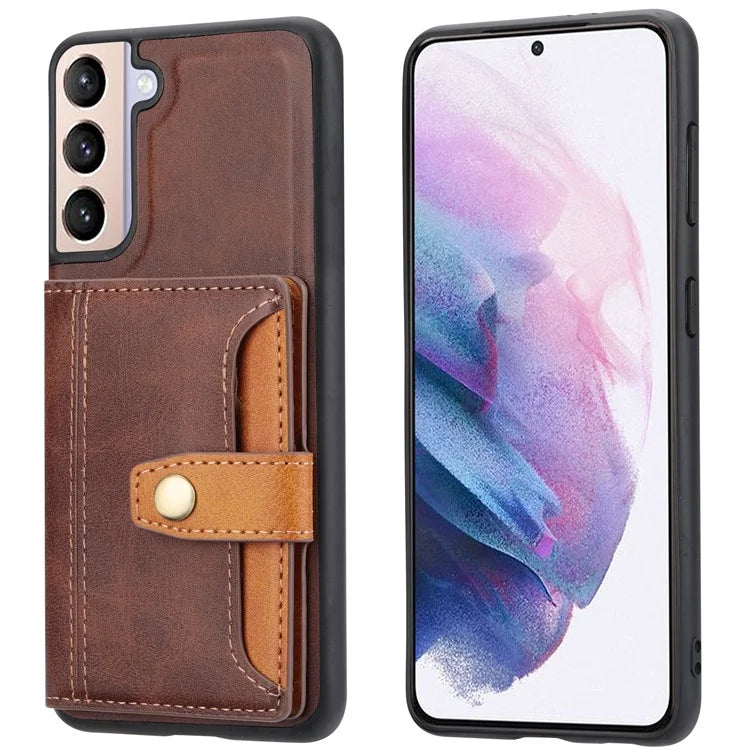 Cell Phone Case for Samsung Galaxy S24+ , Calf Texture Card Holder PU Leather+TPU Cover