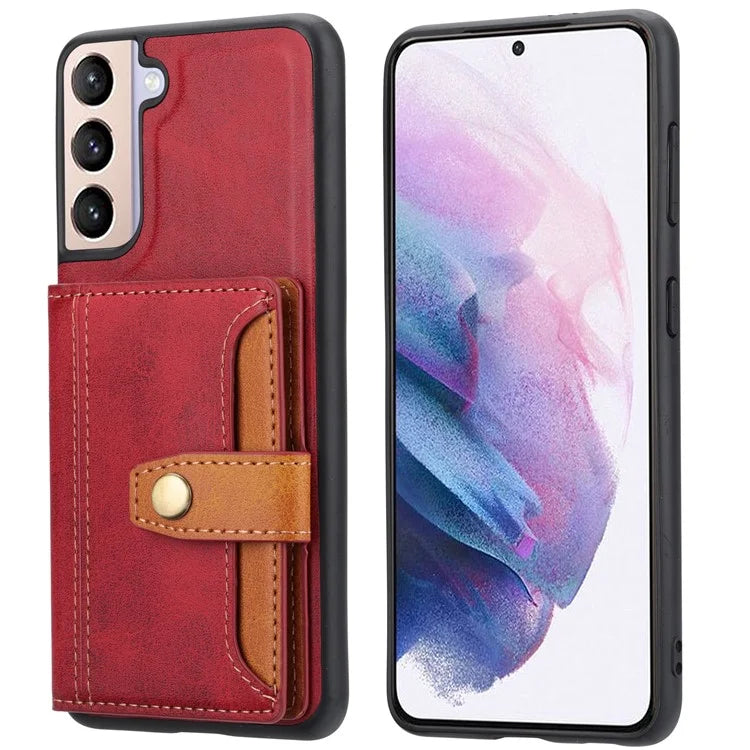Cell Phone Case for Samsung Galaxy S24+ , Calf Texture Card Holder PU Leather+TPU Cover
