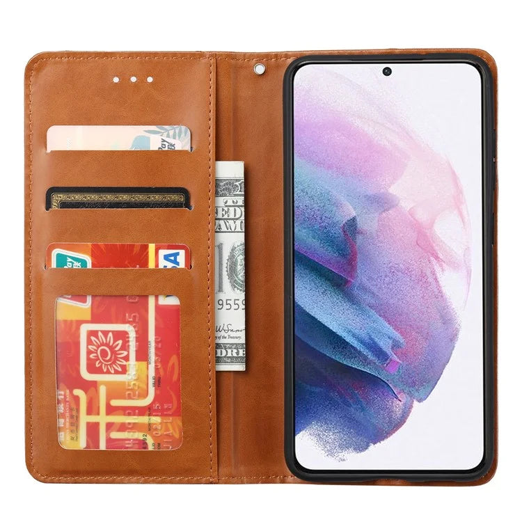 For Samsung Galaxy S24 Cell Phone Case Magnetic Closing PU Leather Wallet Cover