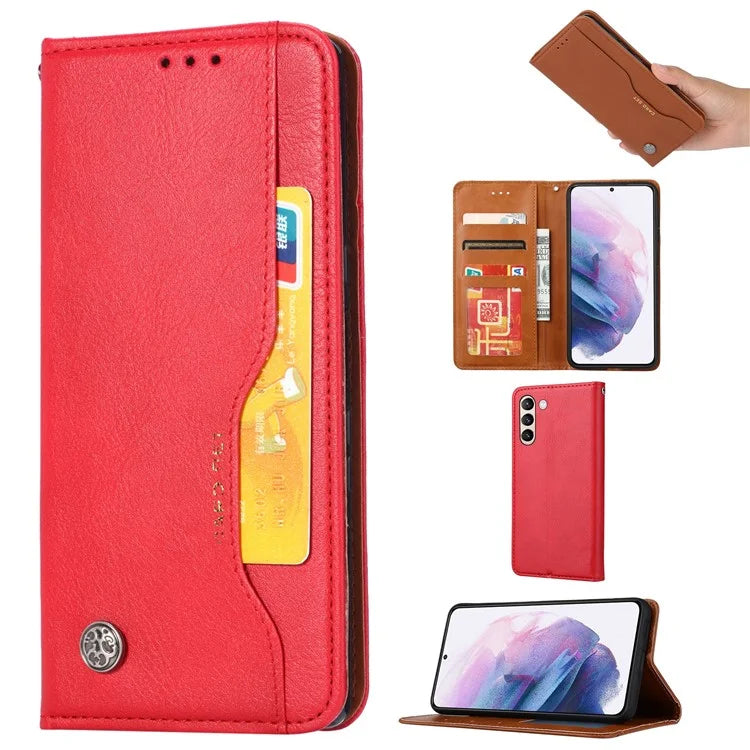 For Samsung Galaxy S24 Cell Phone Case Magnetic Closing PU Leather Wallet Cover