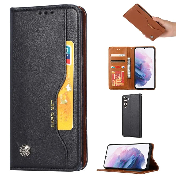 For Samsung Galaxy S24 Cell Phone Case Magnetic Closing PU Leather Wallet Cover