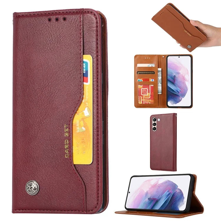 For Samsung Galaxy S24 Cell Phone Case Magnetic Closing PU Leather Wallet Cover