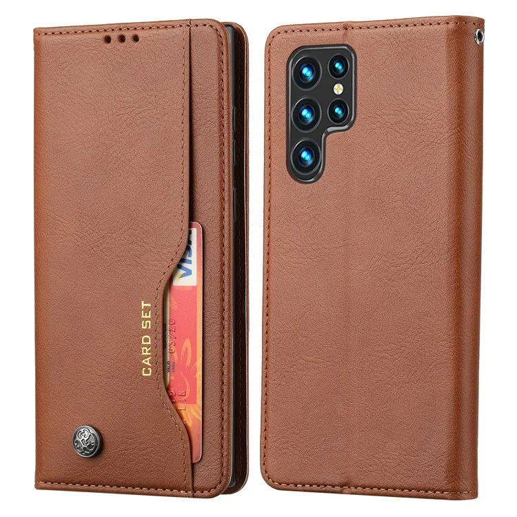 For Samsung Galaxy S24 Ultra Cell Phone Case Magnetic Closing PU Leather Stand Cover