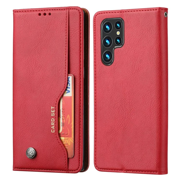 For Samsung Galaxy S24 Ultra Cell Phone Case Magnetic Closing PU Leather Stand Cover