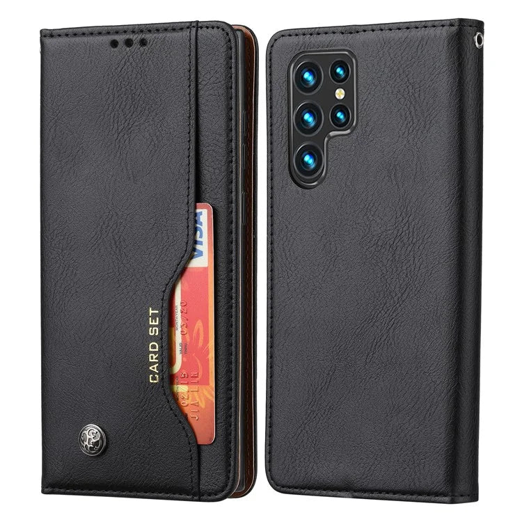 For Samsung Galaxy S24 Ultra Cell Phone Case Magnetic Closing PU Leather Stand Cover