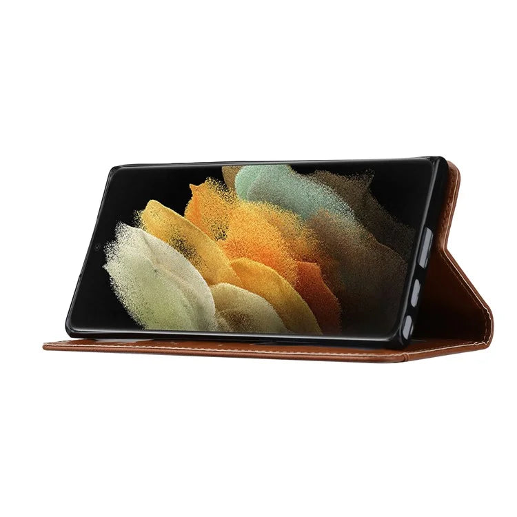 For Samsung Galaxy S24 Ultra Cell Phone Case Magnetic Closing PU Leather Stand Cover