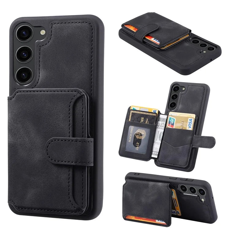 For Samsung Galaxy S24+ Leather Case Skin-touch RFID Blocking Wallet Phone Cover