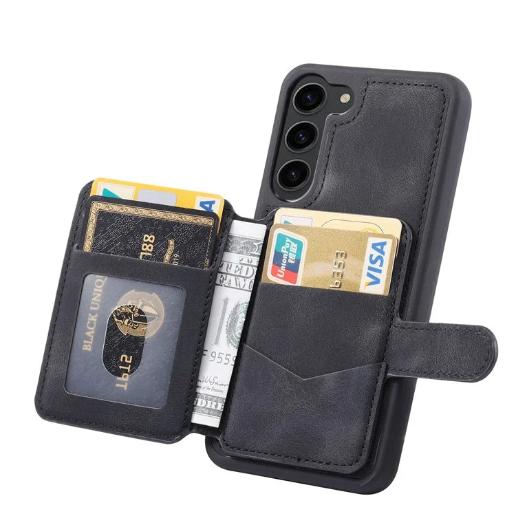 For Samsung Galaxy S24+ Leather Case Skin-touch RFID Blocking Wallet Phone Cover