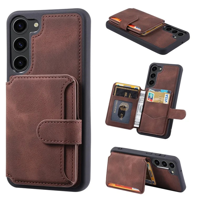 For Samsung Galaxy S24+ Leather Case Skin-touch RFID Blocking Wallet Phone Cover