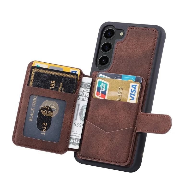 For Samsung Galaxy S24+ Leather Case Skin-touch RFID Blocking Wallet Phone Cover