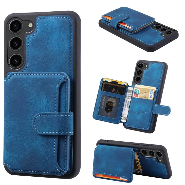 For Samsung Galaxy S24+ Leather Case Skin-touch RFID Blocking Wallet Phone Cover