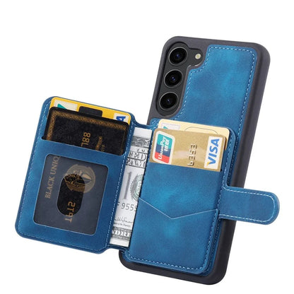 For Samsung Galaxy S24+ Leather Case Skin-touch RFID Blocking Wallet Phone Cover