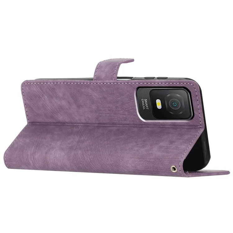 For TCL 403 Case Skin-touch Wallet Leather Phone Cover with Hand Strap