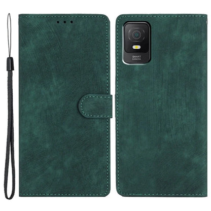 For TCL 403 Case Skin-touch Wallet Leather Phone Cover with Hand Strap