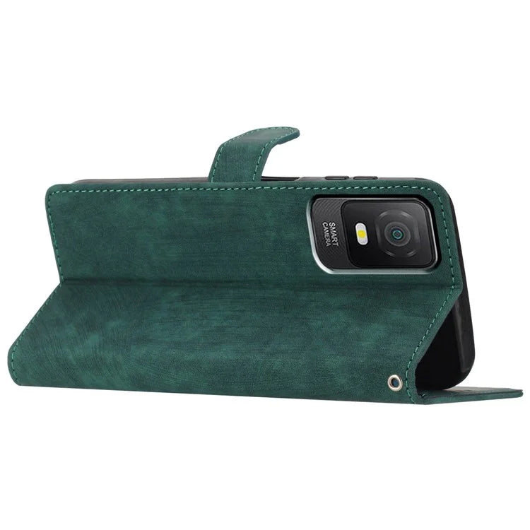 For TCL 403 Case Skin-touch Wallet Leather Phone Cover with Hand Strap