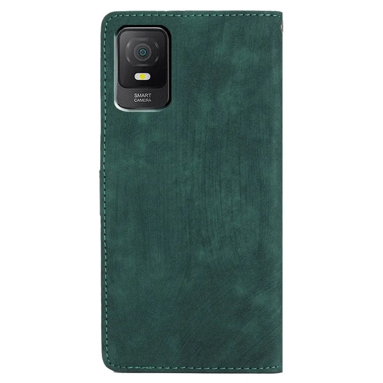 For TCL 403 Case Skin-touch Wallet Leather Phone Cover with Hand Strap