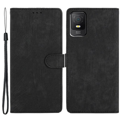 For TCL 403 Case Skin-touch Wallet Leather Phone Cover with Hand Strap