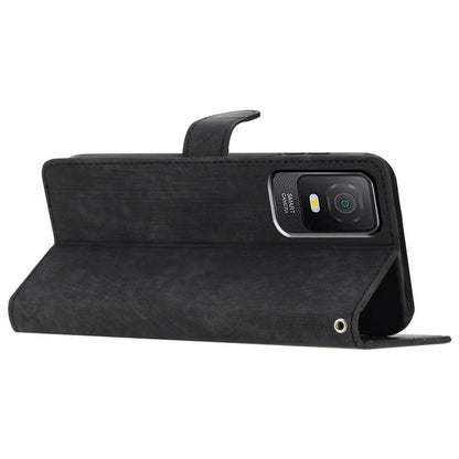 For TCL 403 Case Skin-touch Wallet Leather Phone Cover with Hand Strap