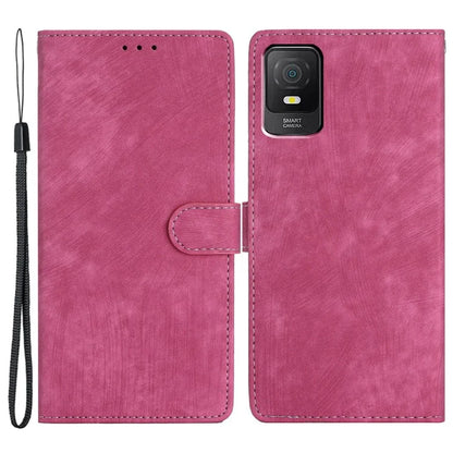 For TCL 403 Case Skin-touch Wallet Leather Phone Cover with Hand Strap