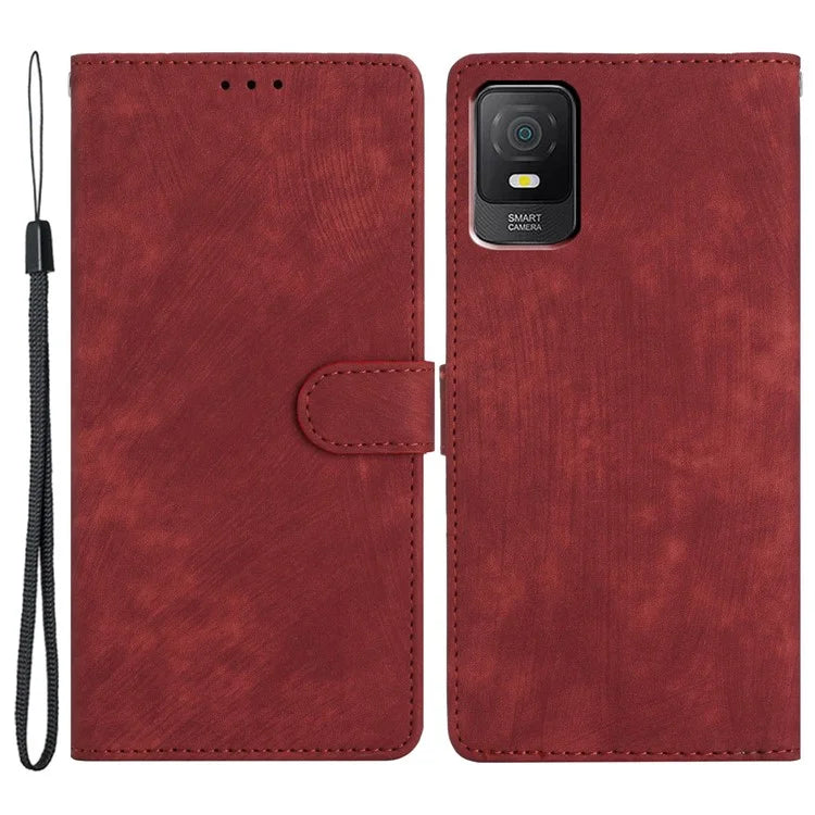 For TCL 403 Case Skin-touch Wallet Leather Phone Cover with Hand Strap