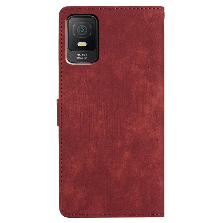 For TCL 403 Case Skin-touch Wallet Leather Phone Cover with Hand Strap
