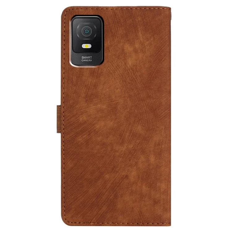 For TCL 403 Case Skin-touch Wallet Leather Phone Cover with Hand Strap