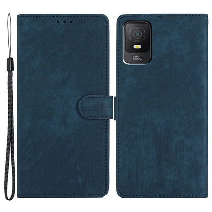 For TCL 403 Case Skin-touch Wallet Leather Phone Cover with Hand Strap