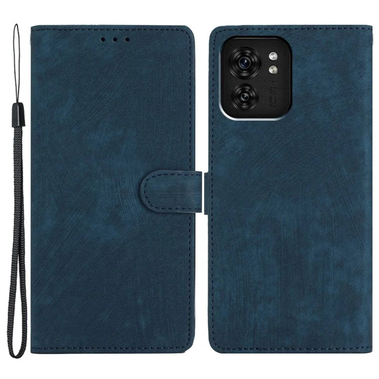 For Motorola Edge 40 5G Case Skin-touch PU Leather+TPU Phone Cover with Hand Strap