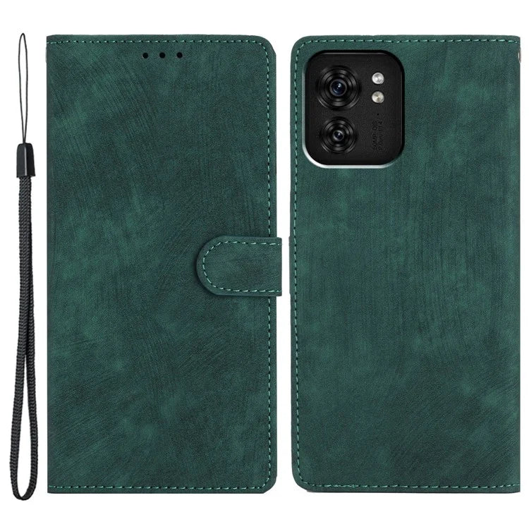 For Motorola Edge 40 5G Case Skin-touch PU Leather+TPU Phone Cover with Hand Strap