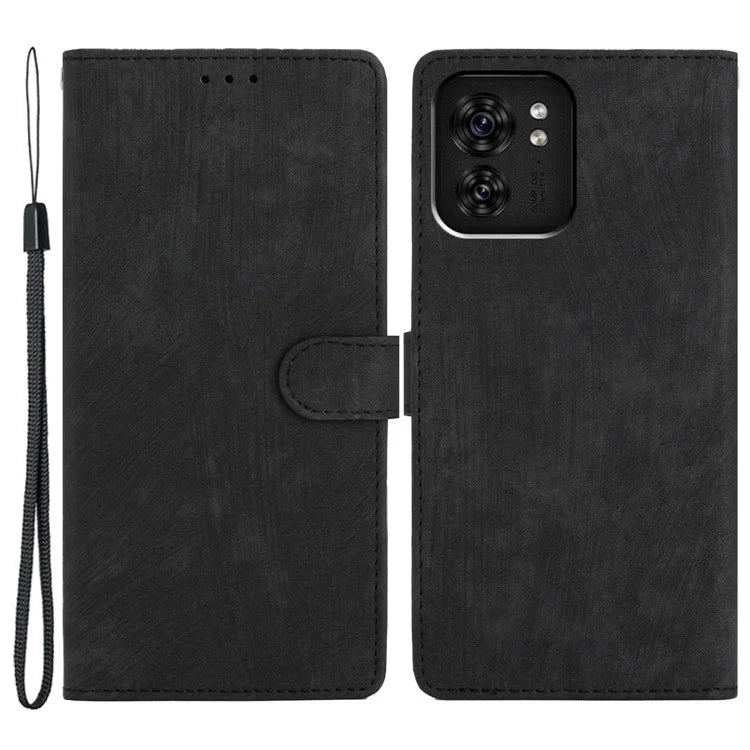 For Motorola Edge 40 5G Case Skin-touch PU Leather+TPU Phone Cover with Hand Strap