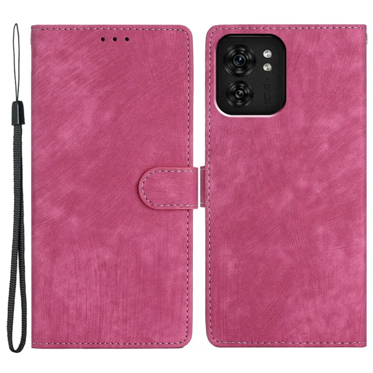 For Motorola Edge 40 5G Case Skin-touch PU Leather+TPU Phone Cover with Hand Strap